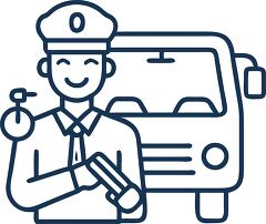 bus driver holding keys line icon