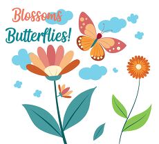 Butterflies Fluttering Around Flowers in Bright Sky