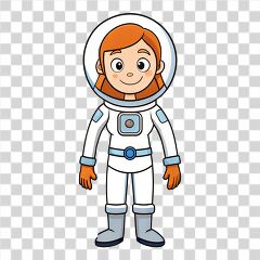 Cartoon Female Astronaut Exploring Outer Space Adventure