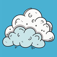 Cartoon Fluffy Clouds on Blue Background