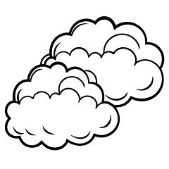 Cartoon Fluffy Clouds Outline