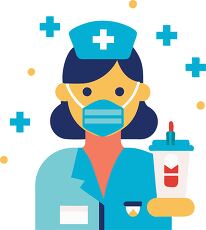 cartoon nurse with medical drink