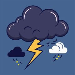 Cartoon Storm Cloud with Lightning Bolt