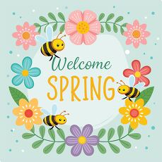 Cheerful Spring Clipart Flowers & Bees