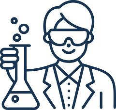 chemistry teacher with beaker line icon