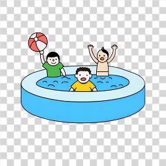 Children Enjoying Fun Activities in a Swimming Pool