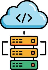 Cloud server coding icon in flat design style