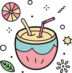 coconut water colorful playful icon clip art