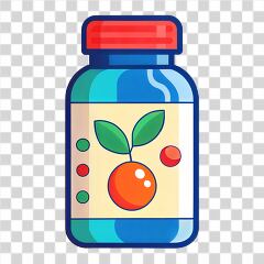 Colorful Bottle of Multivitamins With Fruit Design