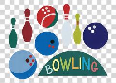 Colorful Bowling Clipart Set on White Background