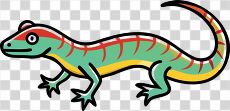 Colorful Cartoon Lizard With Green and Red Stripes