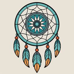 Colorful Dreamcatcher With Bold Outlines and Feathers