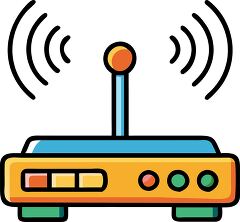 Colorful flat design router icon depicting wireless signals