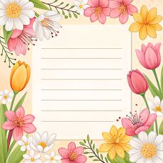 Colorful Floral Border Design for Creative Writing