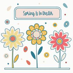 Colorful Floral Clip Art Design With Playful Elements