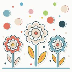 Colorful Flowers in Bloom With Playful Design Elements