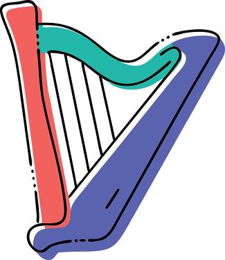 Colorful Harp Illustration With Vibrant Design Elements