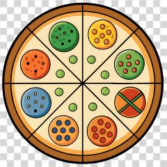 Colorful Pizza Grid Layout Showcasing Diverse Toppings