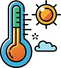 colorful thermometer with sun and cloud