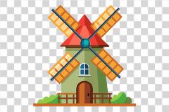 Colorful Windmill Illustration on White