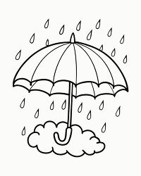 Coloring Page of an Umbrella in the Rain