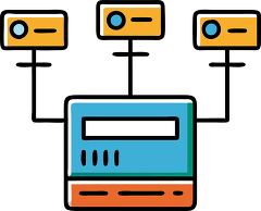 Computer terminal icon with vibrant flat design