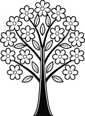 Creative Illustration of a Blooming Tree With Flowers