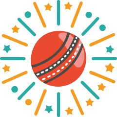 cricket ball surrounded by Colorful shapes Clip Art