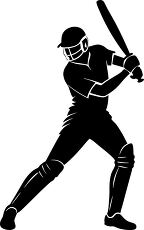 cricket player swings bat silhouette