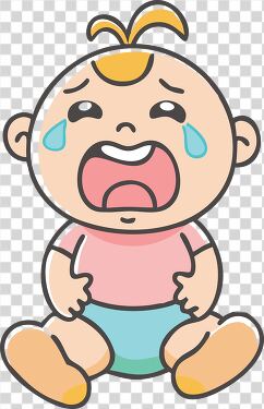 Crying Baby Expressing Sadness in Playful Illustration