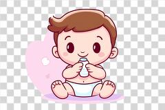 Cute Baby Enjoying a Bottle in a Playful Setting