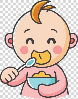 Cute Baby Enjoying a Tasty Meal With a Spoon