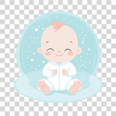 Cute Baby in a Transparent Bubble Design Format