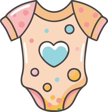 Cute Baby Onesie Design With Colorful Heart and Dots