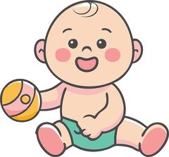 Cute Baby Playing With a Colorful Ball in a Cheerful Style