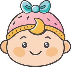 Cute Cartoon Baby Face With a Colorful Headband