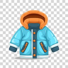 Cute Cartoon Baby Jacket in Bright Blue With Orange Hood