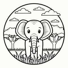 Cute Cartoon Elephant Coloring Page