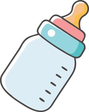 Cute Clip Art of a Baby Bottle With Colorful Details