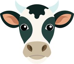 Cute Cow Head Clip Art With Friendly Expression