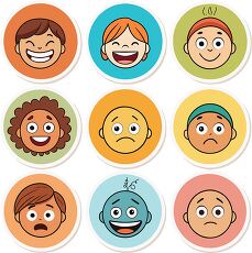 Cute Emotional Faces Sticker Set