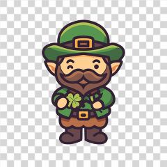 Cute Leprechaun Holding a Shamrock in a Whimsical Setting