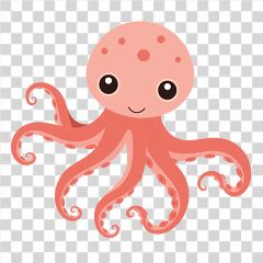 Cute Octopus With Eight Long Arms in Simple Illustration