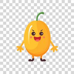 Cute Yellow Fruit Character in Flat Design Style