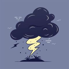 Dark Storm Cloud with Lightning Bolt Clip Art