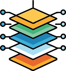 Deep learning layers icon in vibrant flat design style