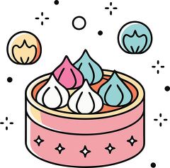 dim sum colorful playful icon clip art