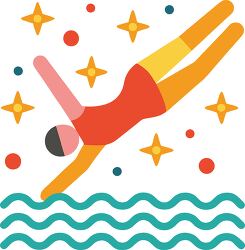 diving Colorful Minimalist Clip Art