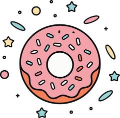 donut with sprinkles colorful playful icon clip art