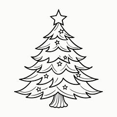 Evergreen Tree Black Outline for Creative Projects